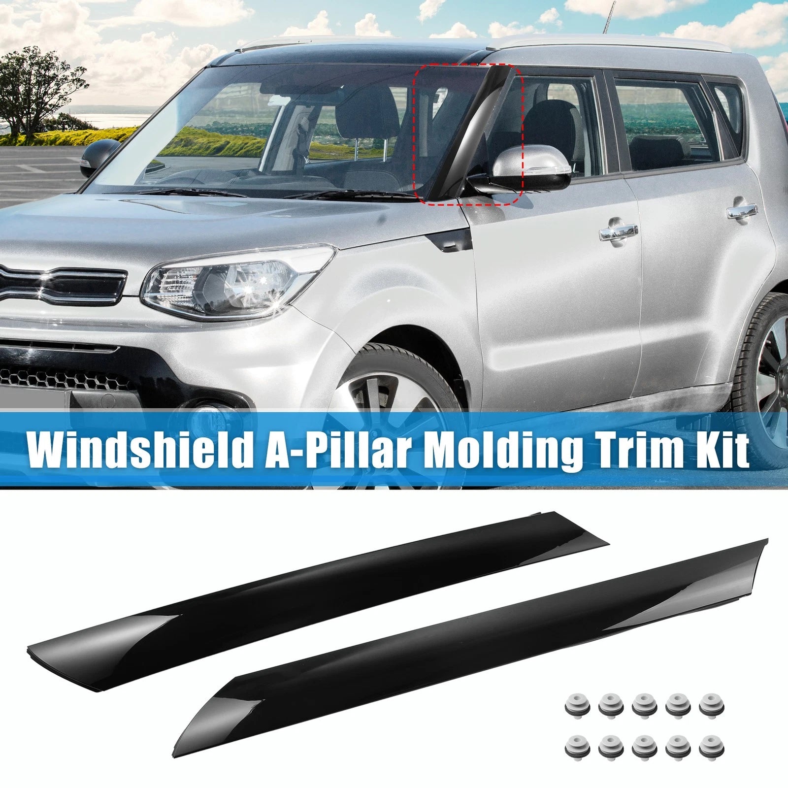 Pair Windshield A-Pillar Trim Panel for Kia Soul (2010–2013) 861802K500