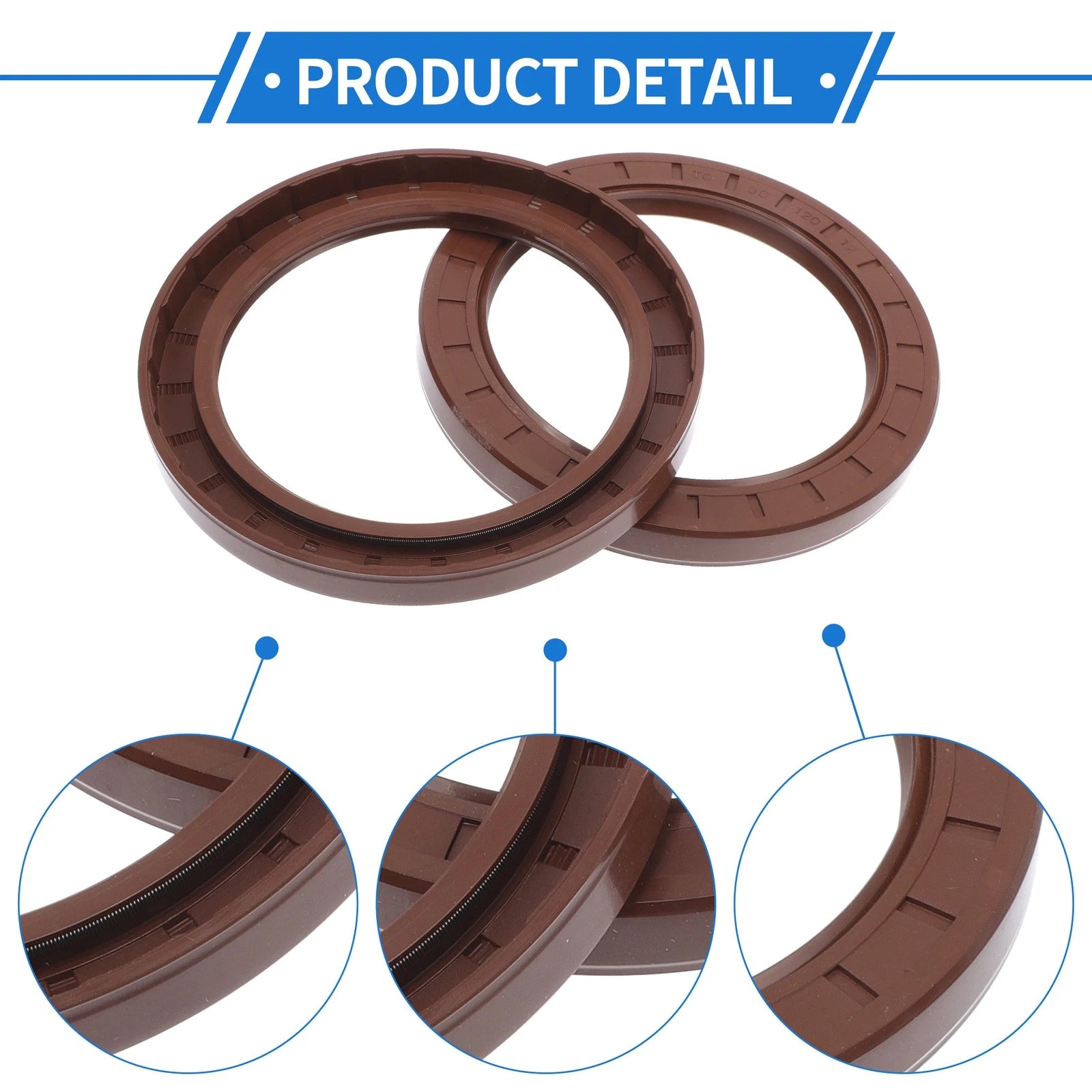 2X Oil Seal Rotary Shaft Seal FKM Rubber 90x120x12mm for Various Models