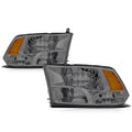Headlight Assembly Set of 2 for Dodge Ram 1500-3500 (2009–2012) Smoked Amber