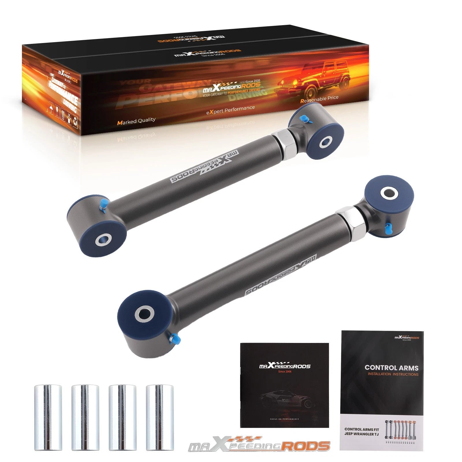Pair Rear Upper Adjustable Control Arms for Jeep Wrangler TJ (1997–2006)