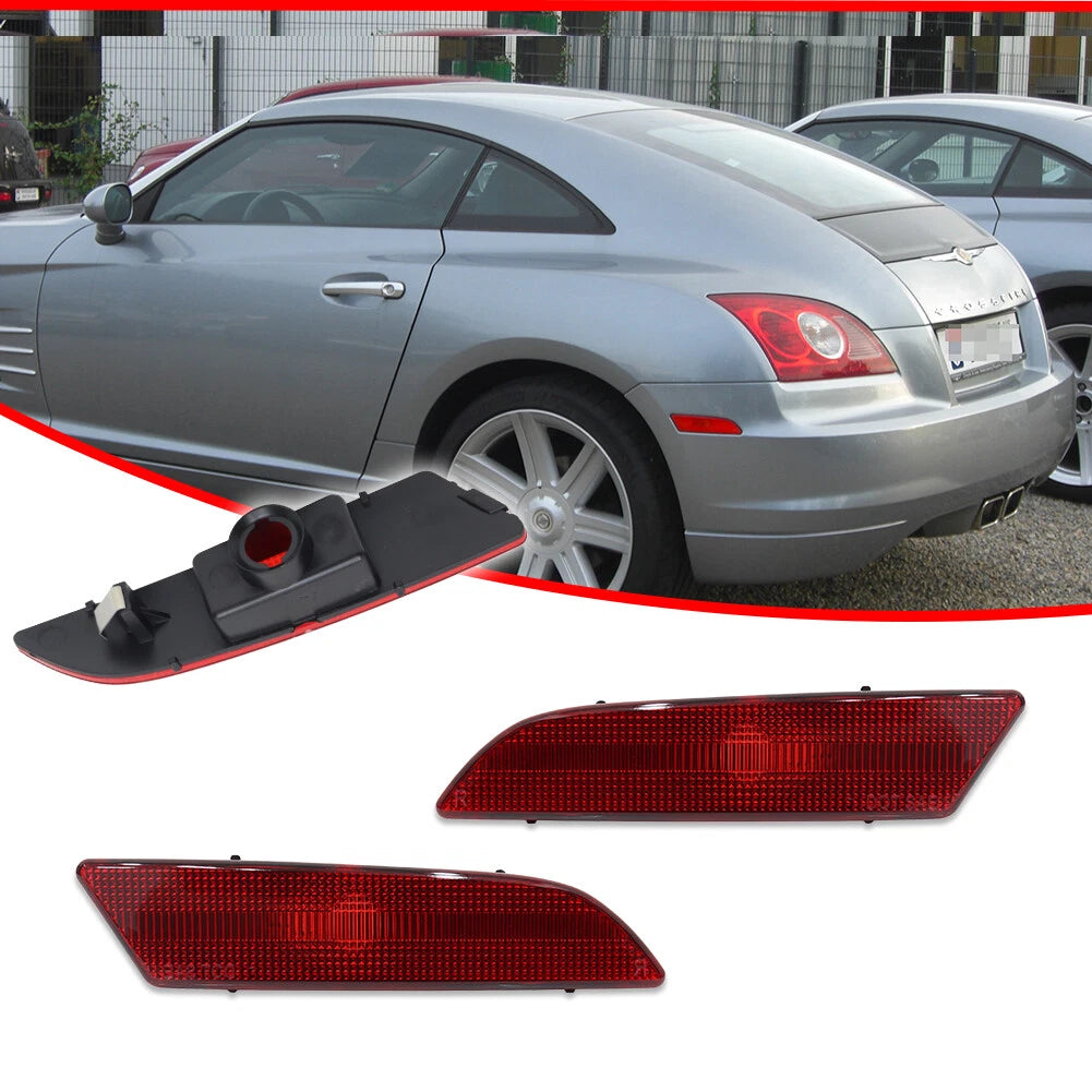 2X Red Rear Bumper Side Marker Reflector Lights for Chrysler Crossfire (2004–2008)