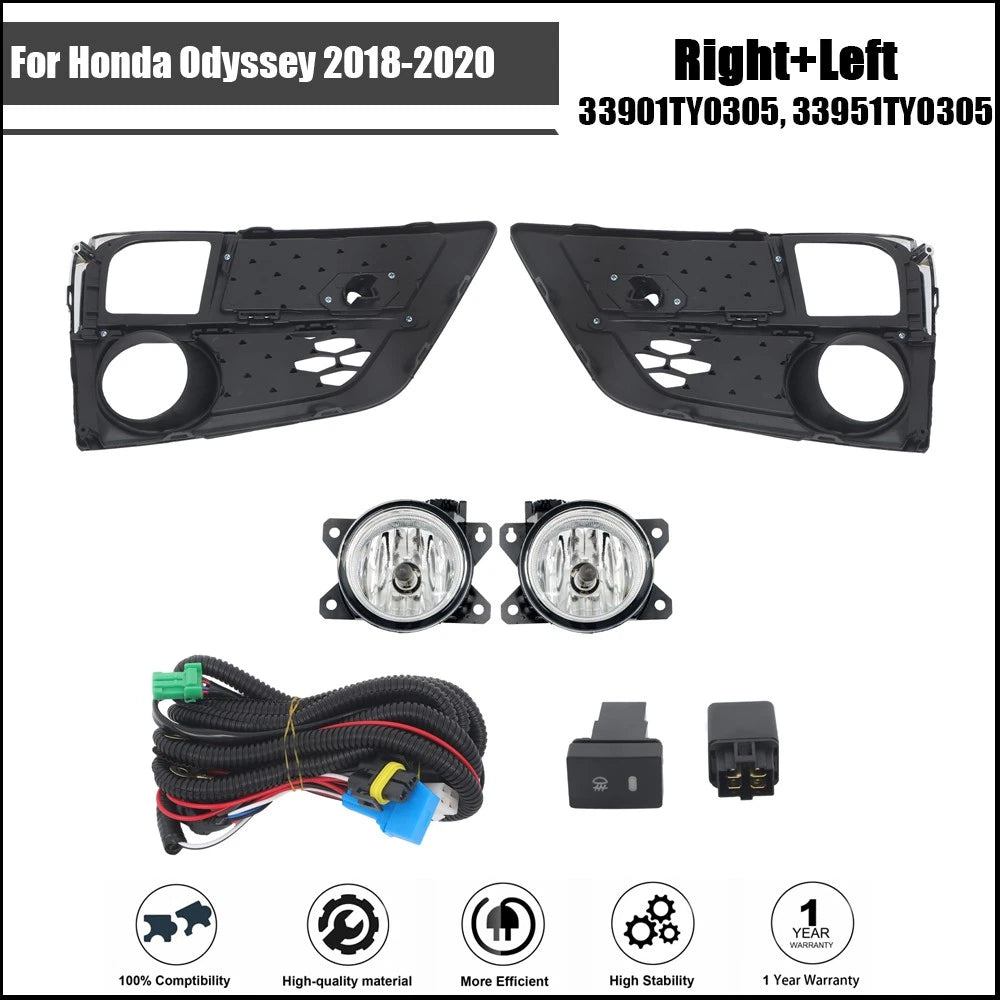 Bumper Fog Lights for Honda Odyssey (2018–2020) with Switch, Bezel, Harness
