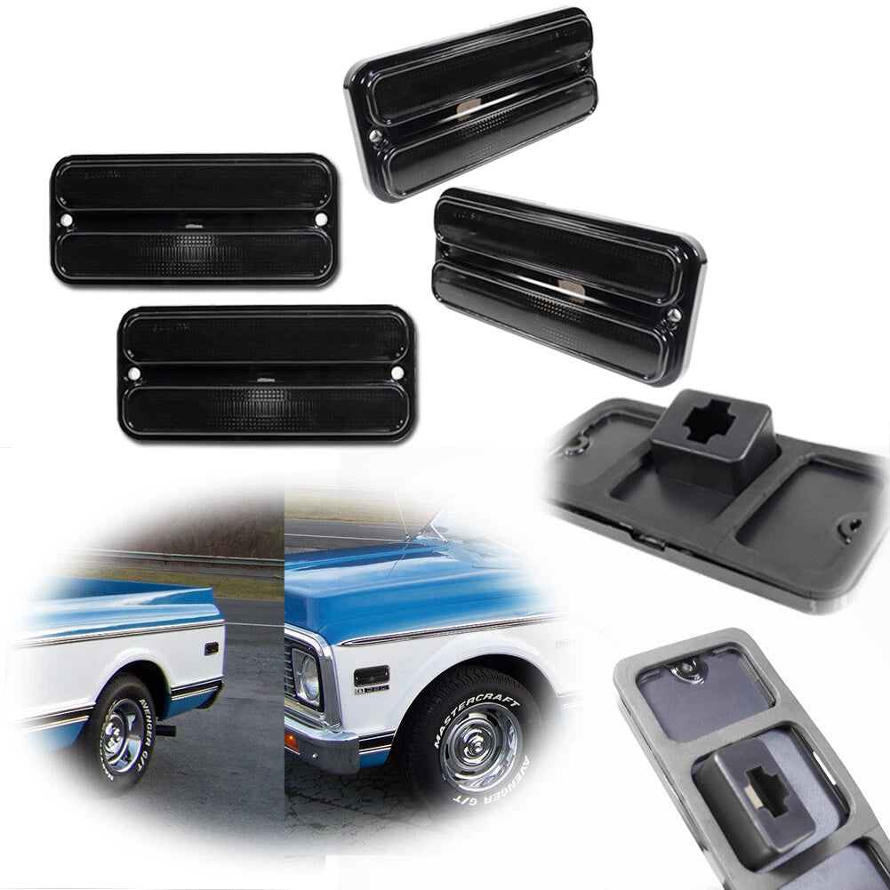 Smoked Lens Fender Side Marker Lights for Chevy GMC Truck (1968–1972)
