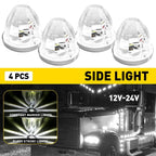 4X Clear White Flash LED Side Marker Lights for Universal Trucks