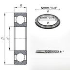 Deep Groove Ball Bearing 6819NR for Scooter Skateboard (95x120x13mm)