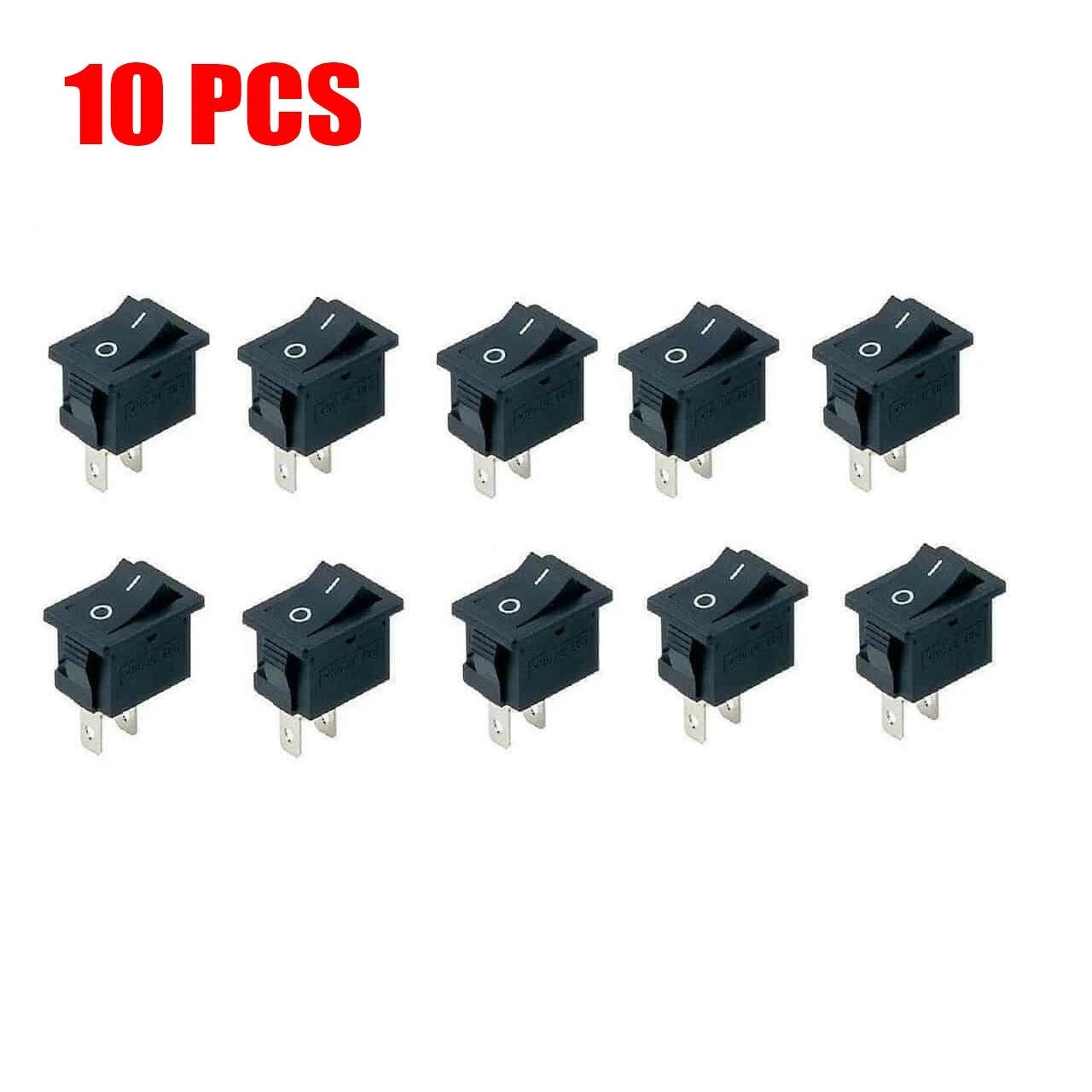 10x Mini Rocker Switch 2 Pin ON-OFF SPST 125VAC/6A for Automotive (N/A)