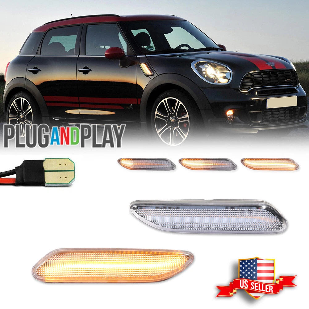 Sequential Clear Lens LED Side Marker Lights for Mini Cooper R60 R61 (2011–2016)