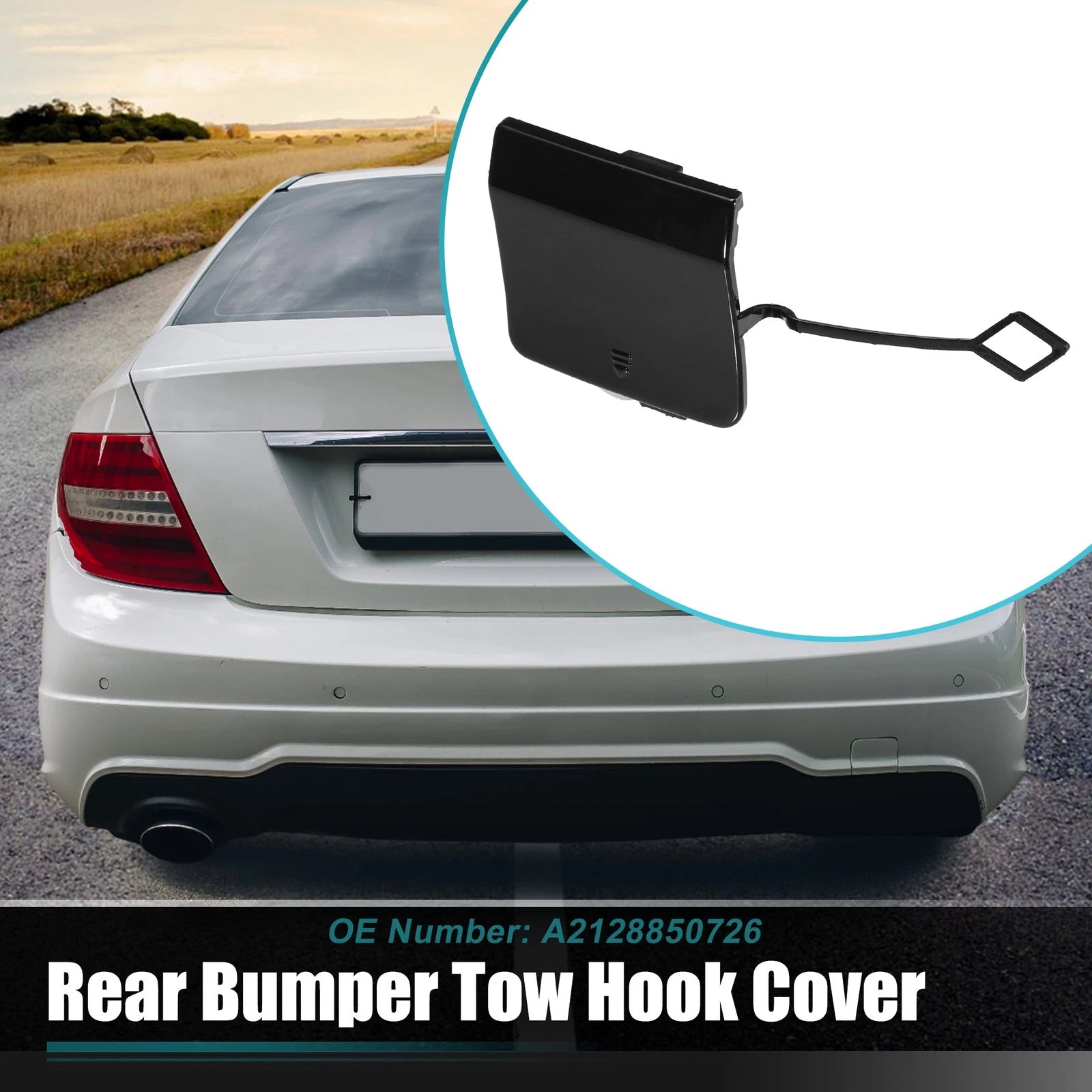 Rear Bumper Tow Hook Cap for Mercedes Benz E-Class (W212) A2128850726 Black