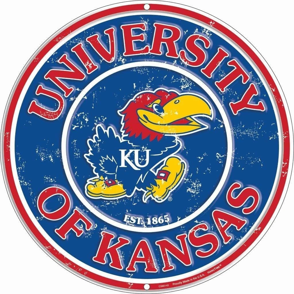 12" Round Metal Embossed Sign for University of Kansas Jayhawks (N/A)