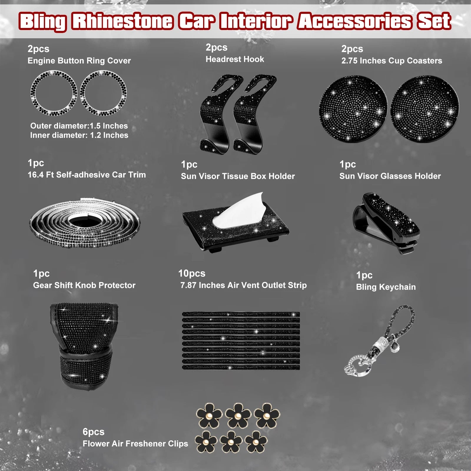 Bling Rhinestone Gear Shift Cover for Toyota RAV4 (2016-2018)