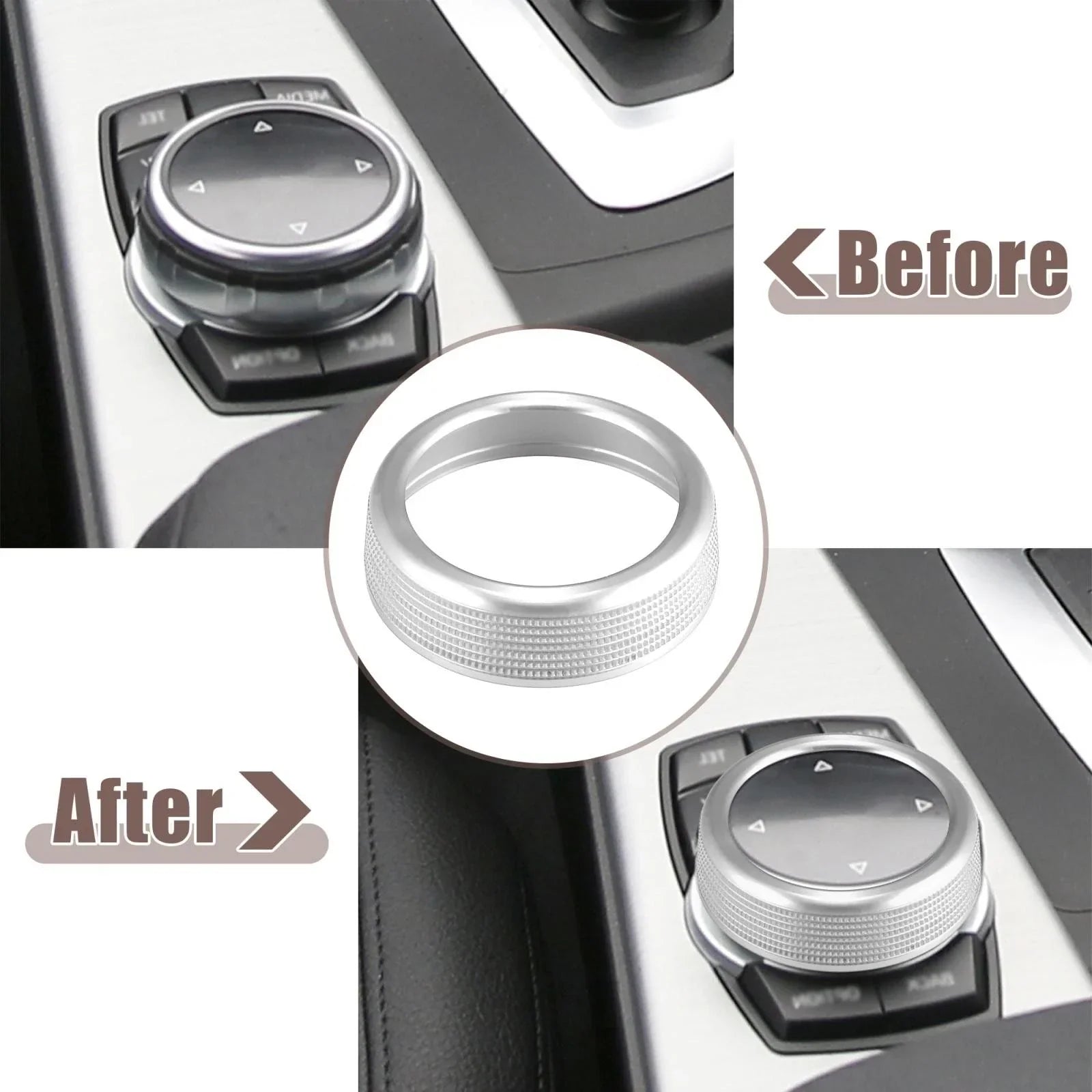 Knob Cover Ring for BMW Series X3 X4 X5 X6 Silver Tone