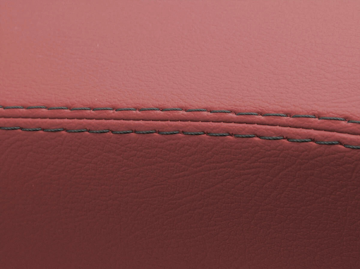 Leather Console Lid Armrest Cover for Audi A6 (2005–2011) Red Black Stitch
