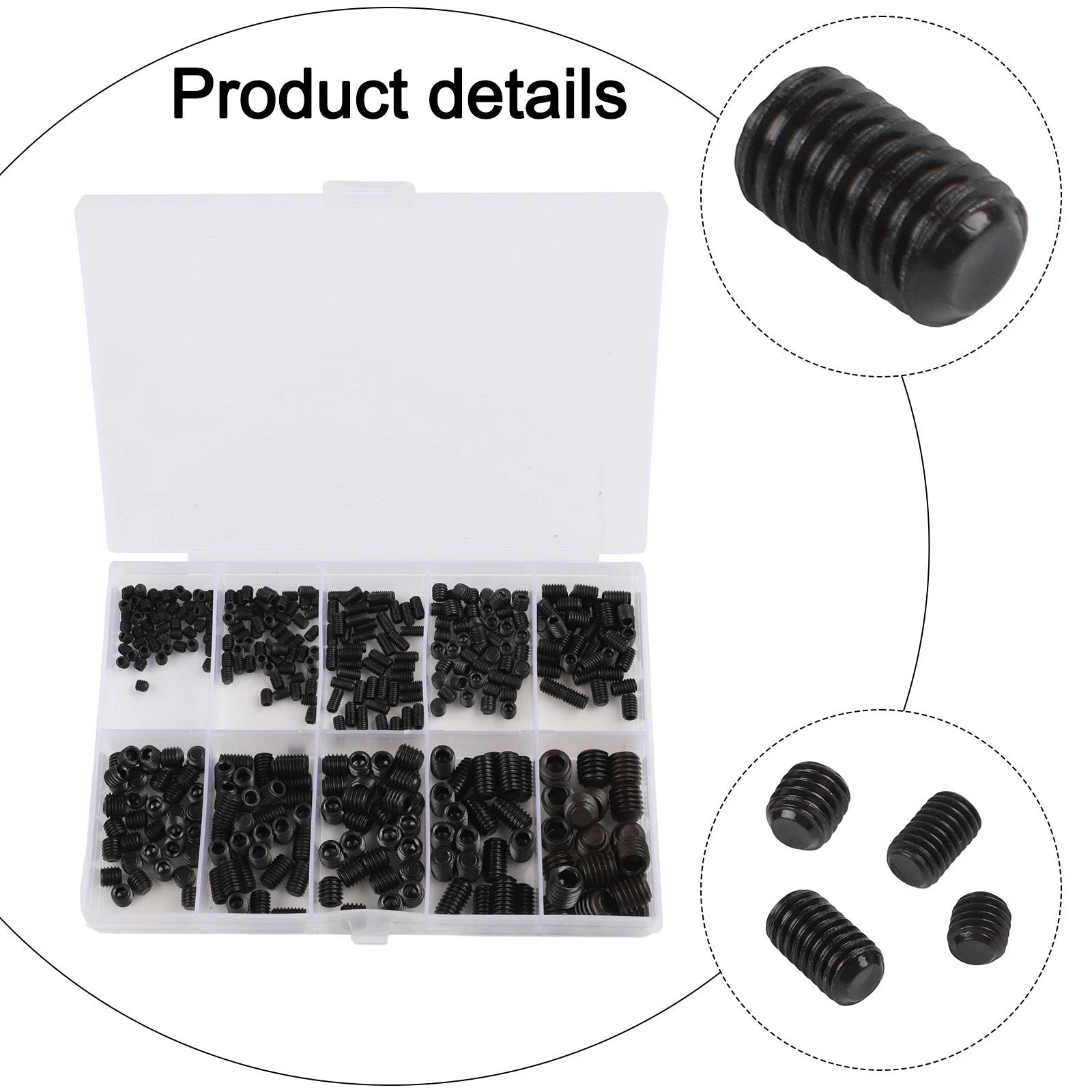 400PCS Hex Socket Set Screws M3 M5 M6 M8 12.9 Carbon Steel