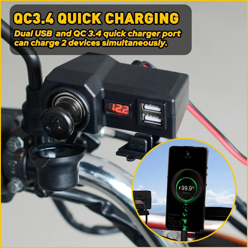 Dual USB Charger for Motorcycle (Waterproof)
