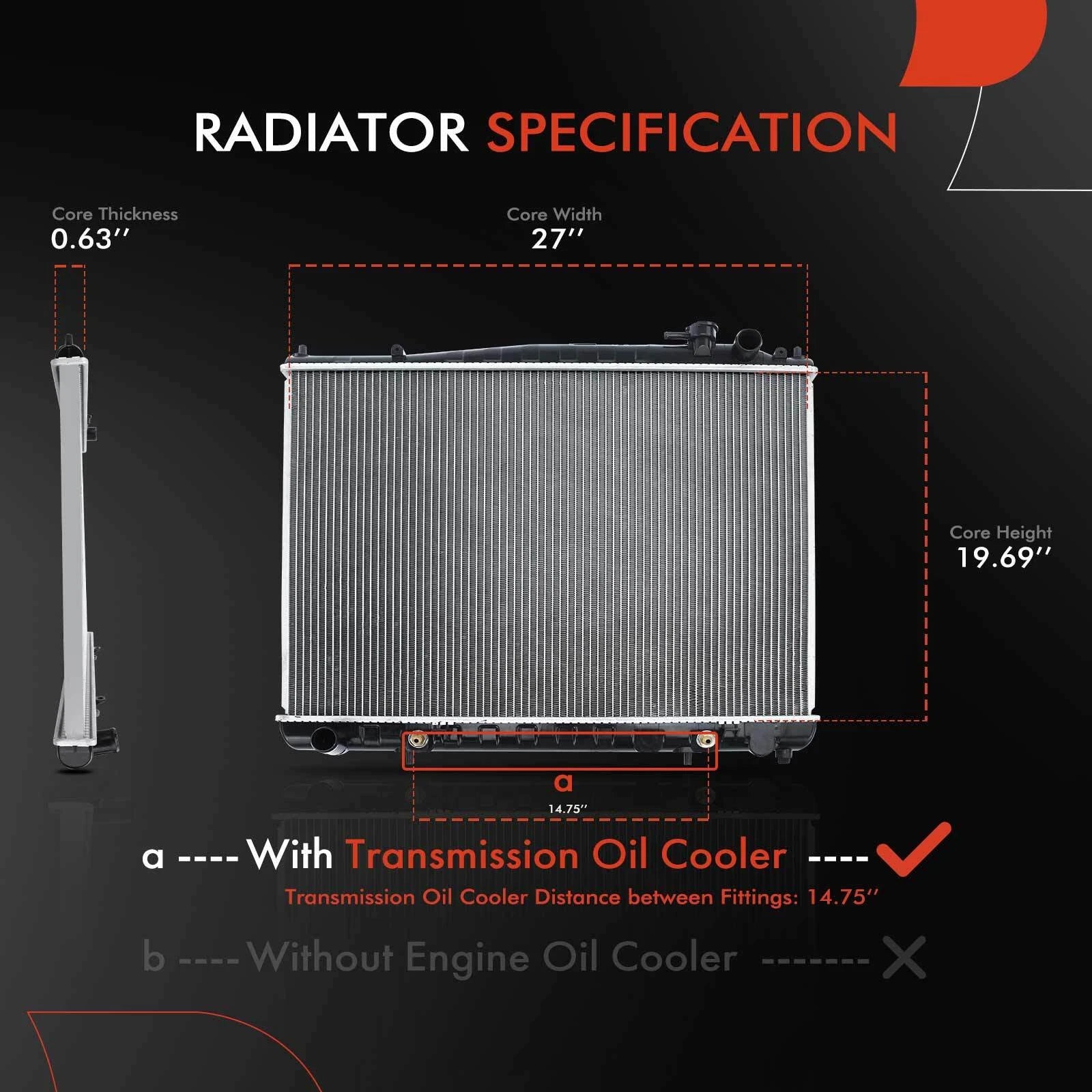 Radiator with Trans Oil Cooler for Nissan Pathfinder (2001–2004)