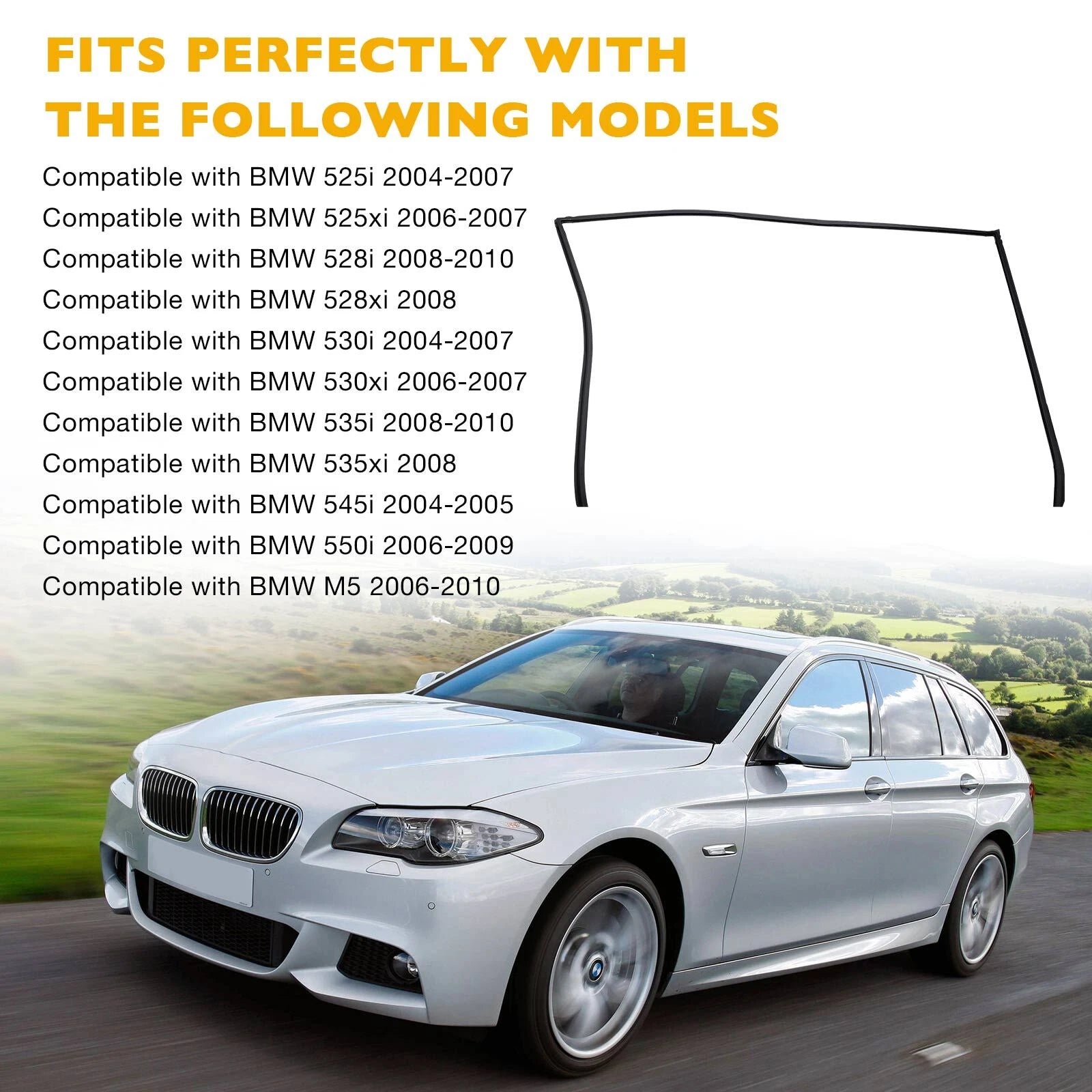 Rear Windshield Upper Moulding Trim Seal for BMW 5 Series (2004-2010)