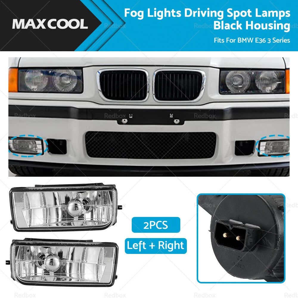Fog Light Set of 2 Black Housing for BMW 3 Series E36 (1992–1998)