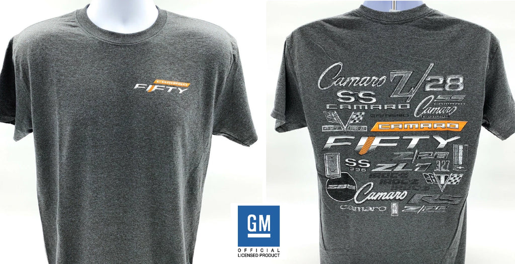 Chevy Camaro T Shirt Gray Front Logo for Chevrolet Camaro (1967–2002)