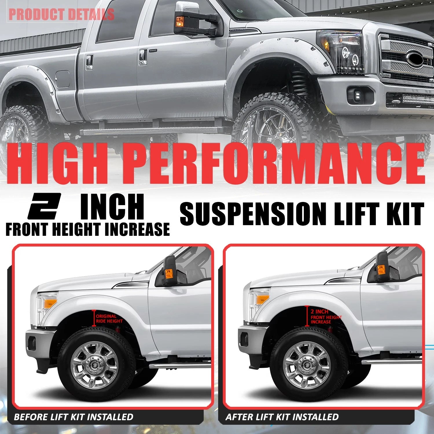 2" Steel Front Strut Top Mount Lift Kit Spacers for Ford F-150 (2005–2022)