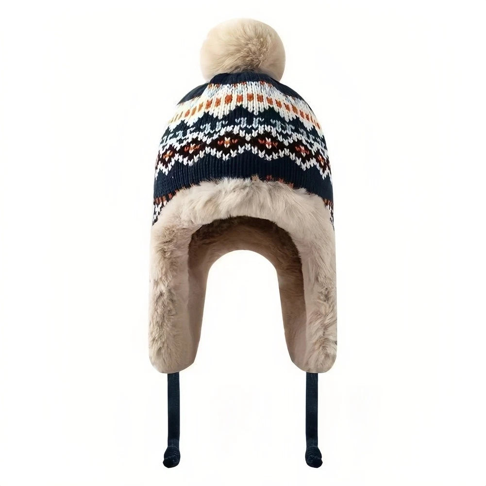 Knit Beanie with Fleece Lined Ear Flaps for Cold Weather