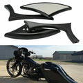 Set of 2 Black 8mm 10mm CNC Blade Rearview Side Mirrors for Motorcycle