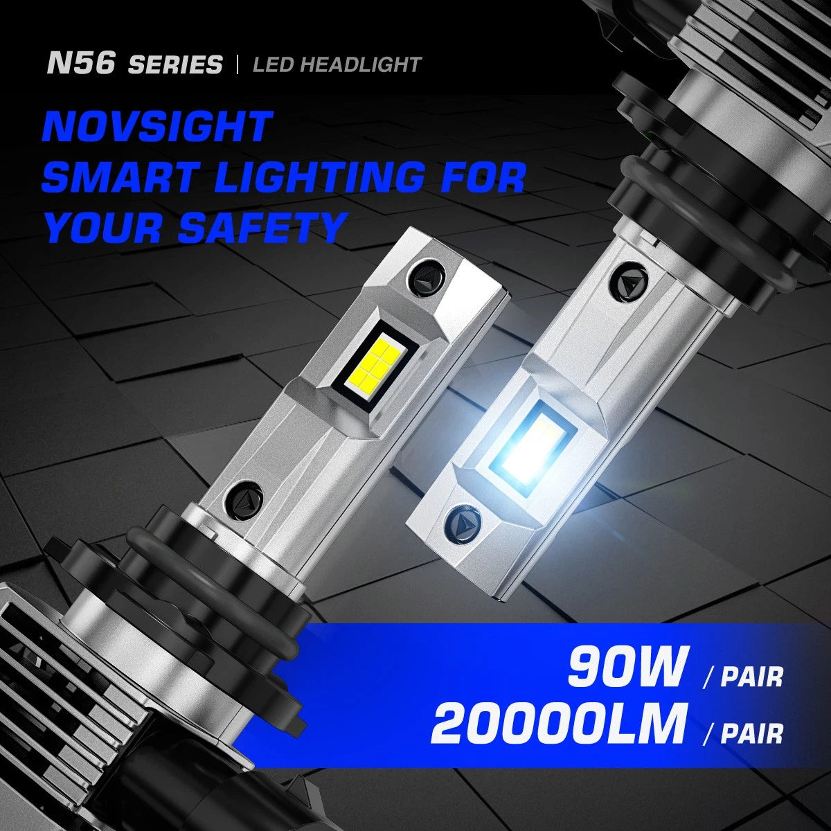 2X 9006 LED Headlight Bulbs for Halogen Replacement (20000lm, 90W)