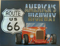 Vintage Replica Tin Metal Sign for Hot Rod Route 66