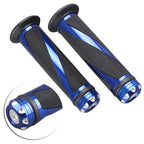1 Pair Gel Rubber Hand Grips for Motorcycle Handle Bars Black & Blue