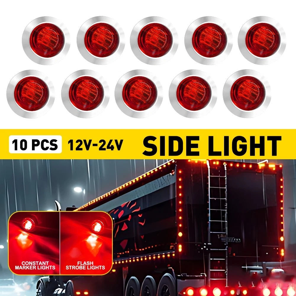 10X LED Side Marker Lights for Universal Fit (3/4", Red)