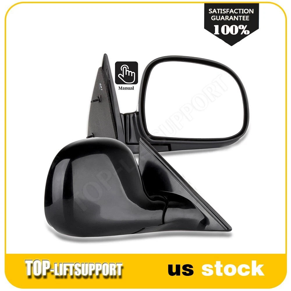 Set of 2 Black Manual Side View Mirrors for Chevy Blazer S10 GMC Jimmy