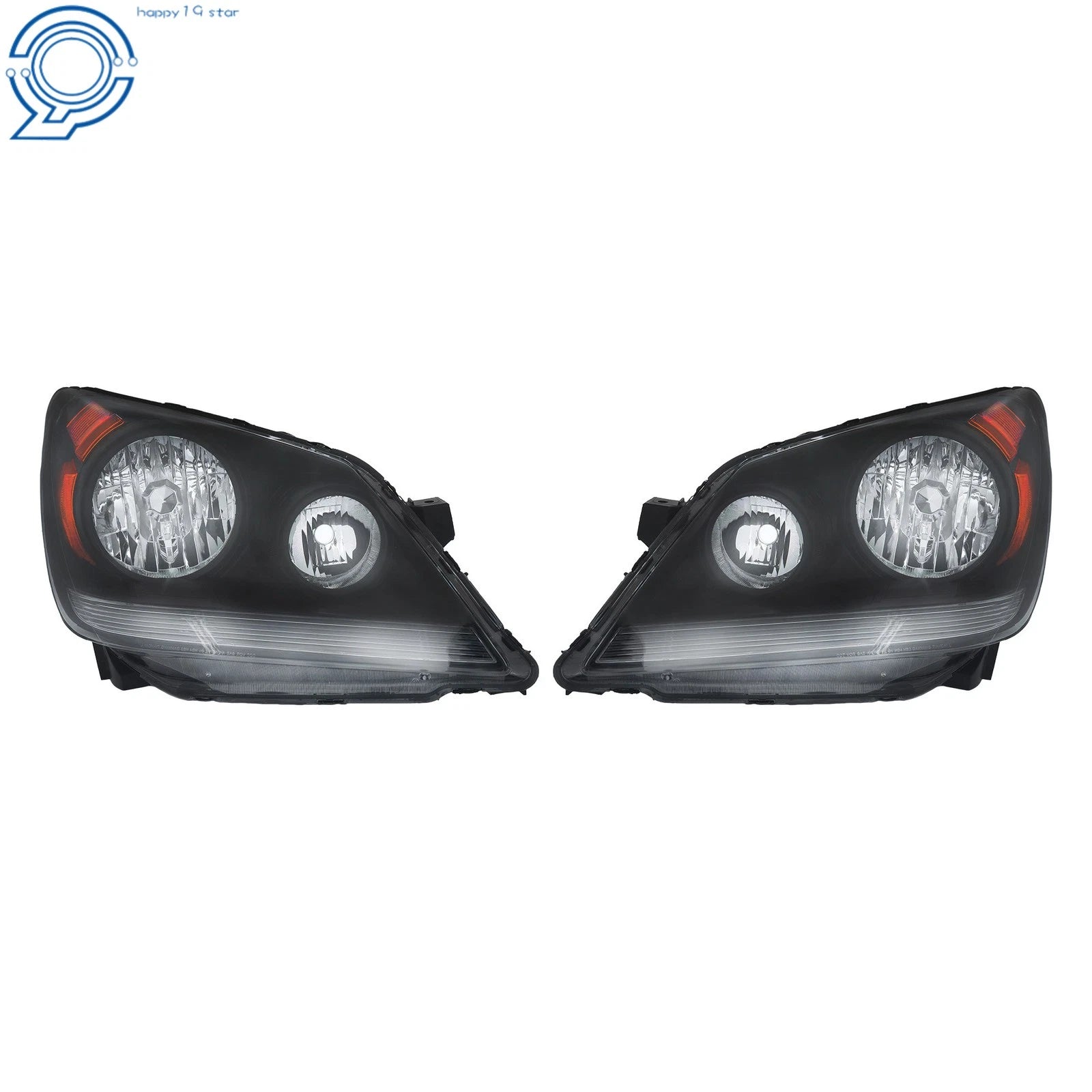 Pair of Black Halogen Front Headlights for Honda Odyssey (2005-2010)