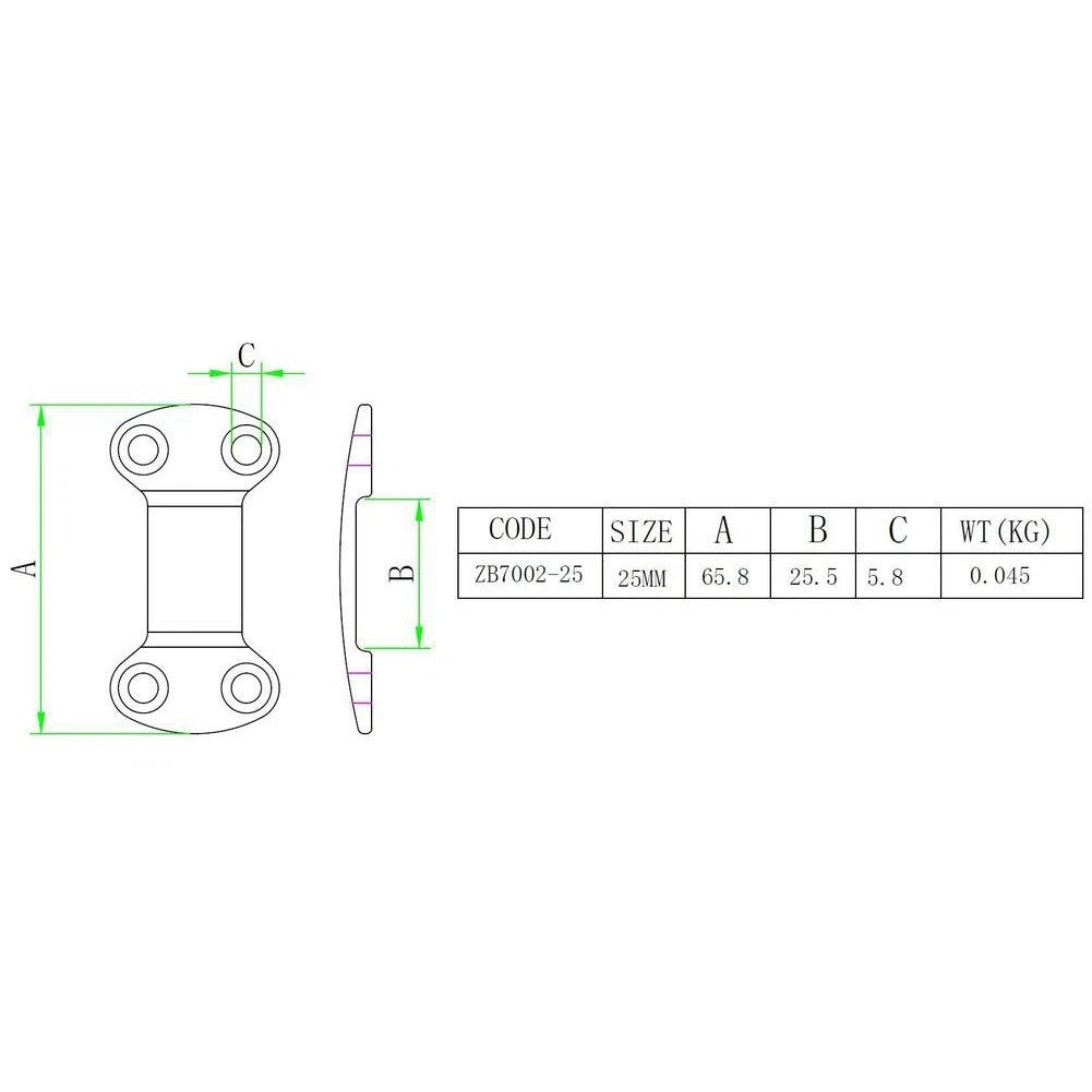 Tie Down Plate 25mm 316 Stainless Steel for Marine Trailer (2010–2023)