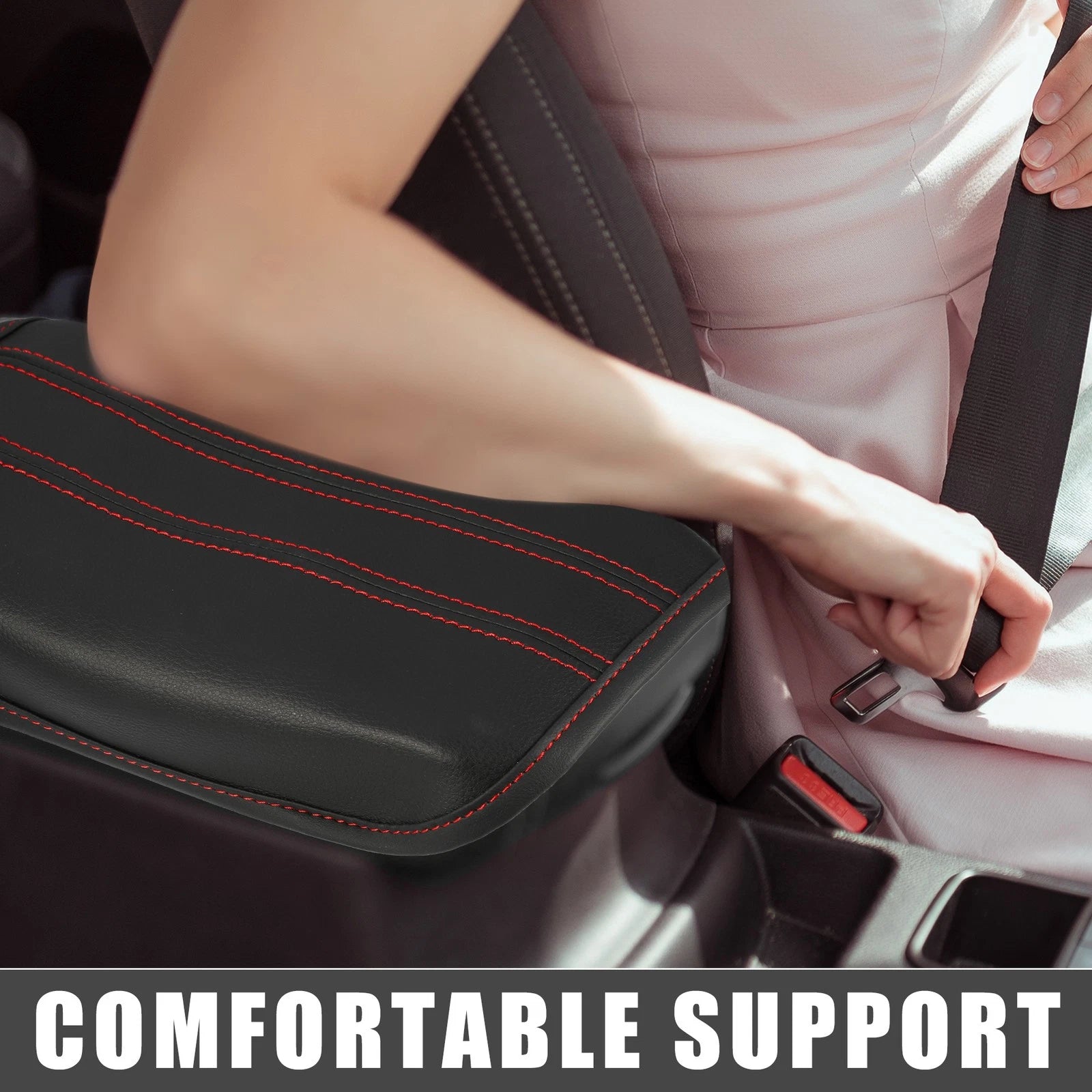 Center Console Armrest Cover for Nissan Qashqai (2020–2021) Black Red
