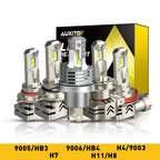 Set of 4 AUXITO H11 H8 9006 9005 H4 9003 LED Headlight Bulbs