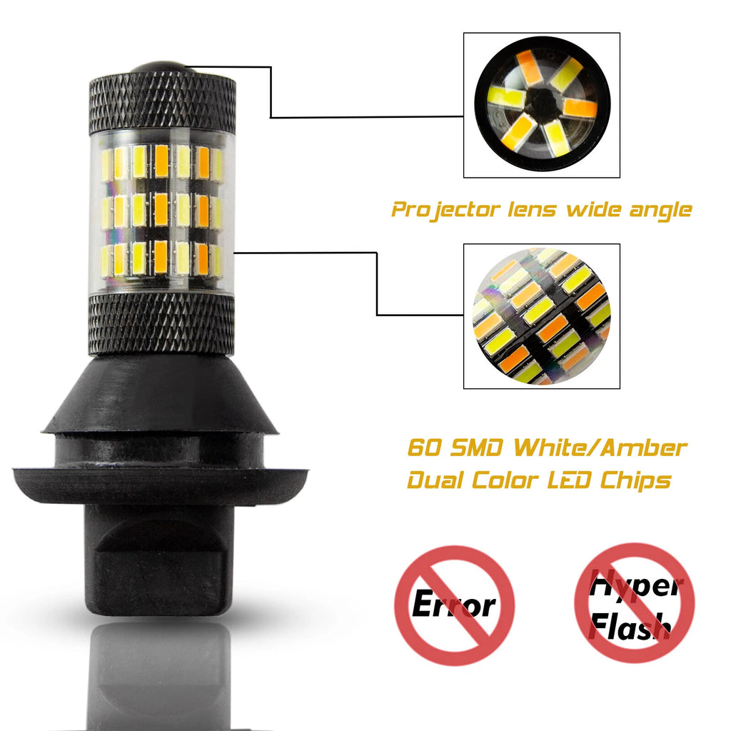 2× No Hyper Flash LED Switchback Kit for DRL Turn Signal Lights (1156/7056)