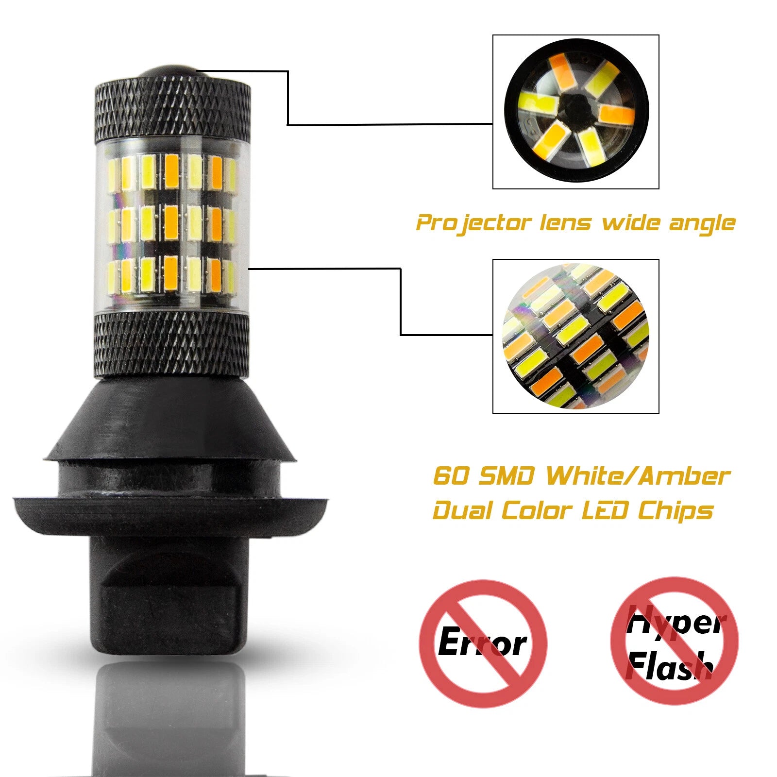 2× No Hyper Flash LED Switchback Kit for DRL Turn Signal Lights (1156/7056)