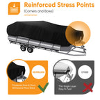 Waterproof Boat Cover for Pontoon/V-Hull Runabout Fishing Ski (14-24")