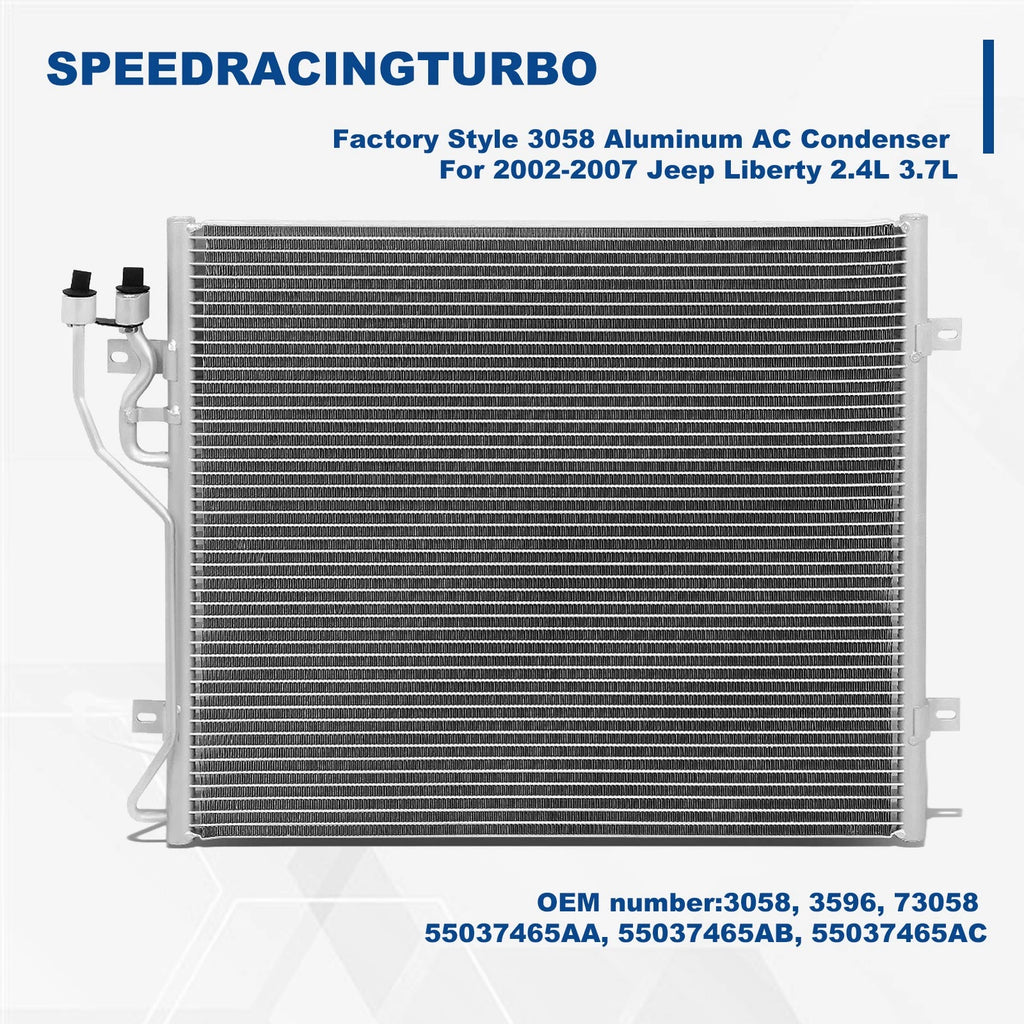 AC Condenser for Jeep Liberty 2002-2007 (2.4L, 3.7L) 3058 Aluminum