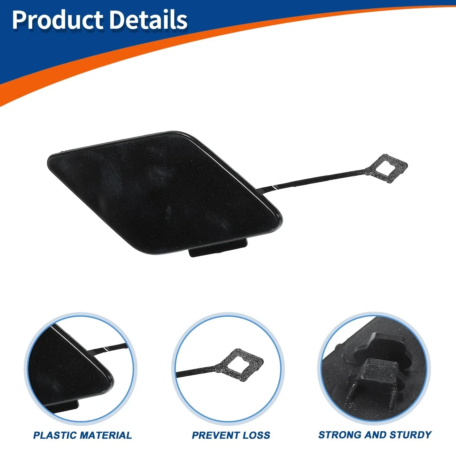 Tow Hook Cover Front Right for BMW 535i 550i GT Black