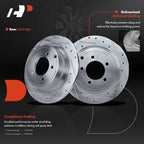 Rear Drilled Rotors & Pads + Wheel Hub Bearing for Dodge Chrysler Jeep (200)
