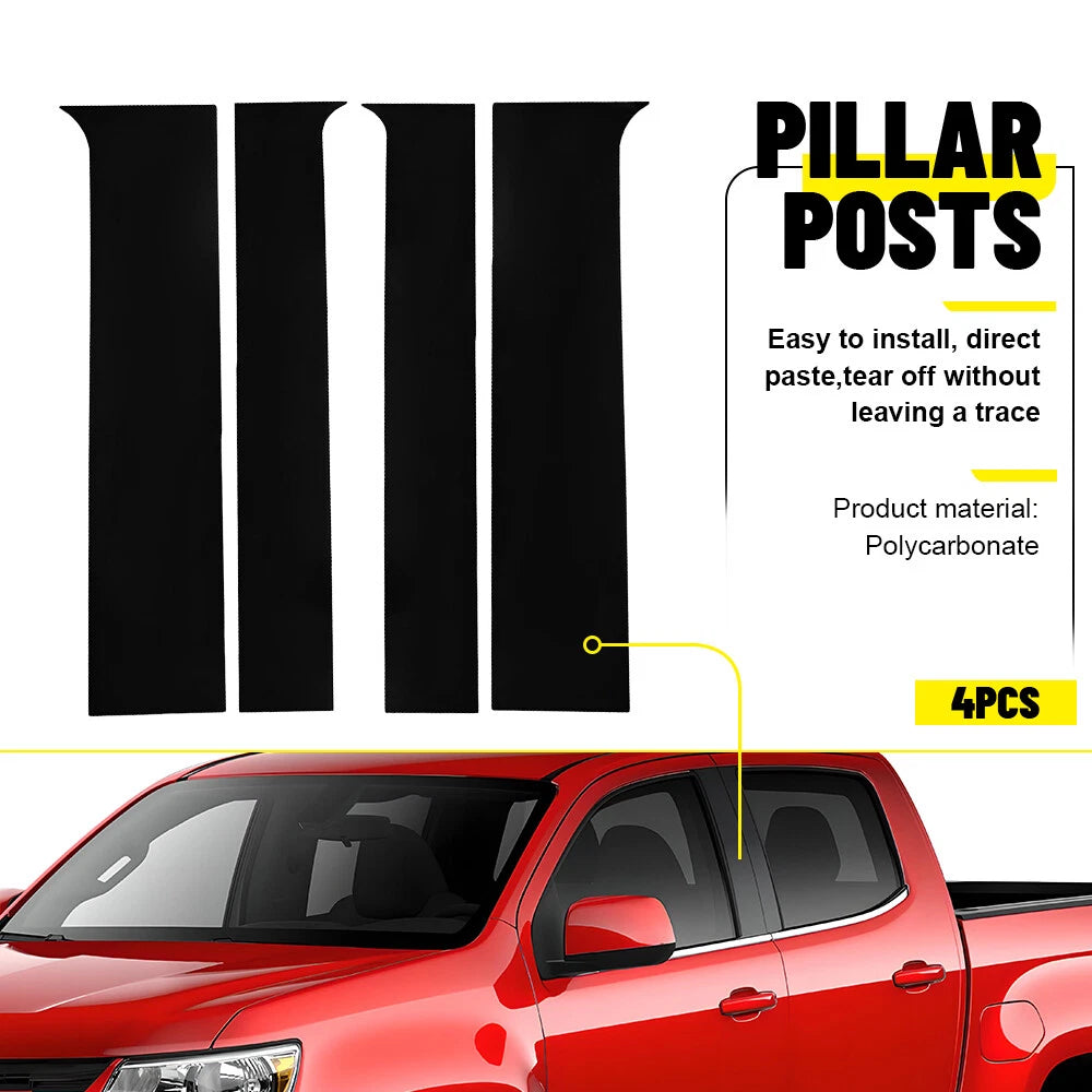 Stainless Steel Black Pillar Post Trim for Chevy Colorado GMC Canyon (2015–2022)