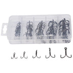 50pcs Treble Hooks for Soft Lure Fishing - Black High Carbon Steel