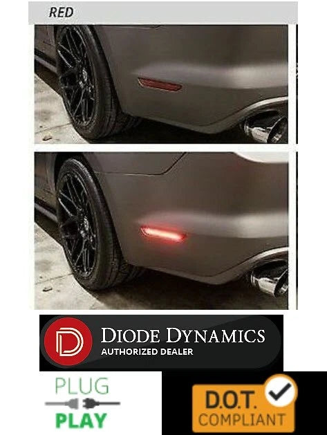 Pair Red LED Rear Side Marker Lights for 2015-2020 Ford Mustang