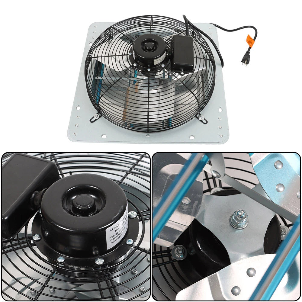 14" Exhaust Fan for Wall-Mounted Ventilation