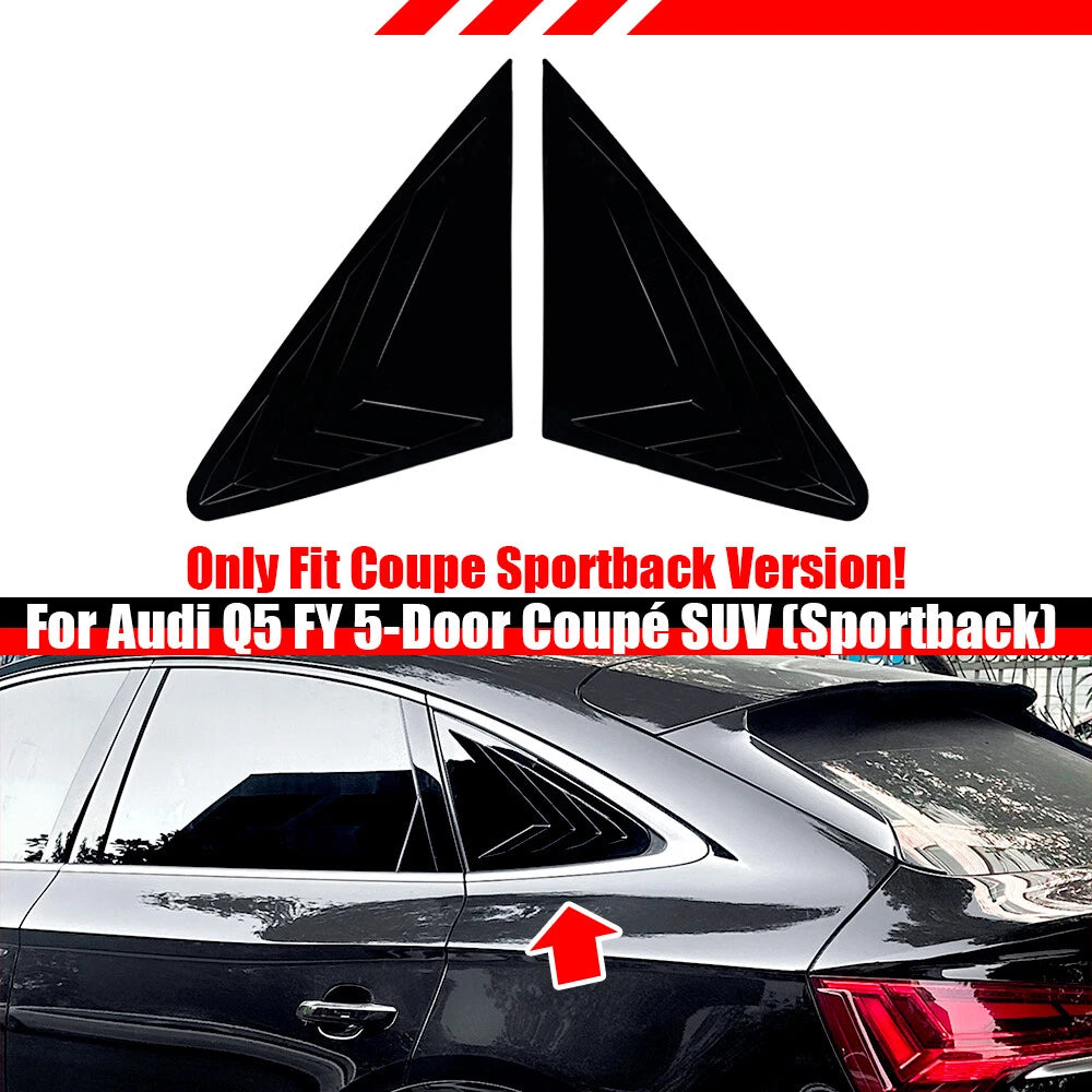 Rear Window Louver Shutter Trim for Audi Q5 (2018–2023) Black