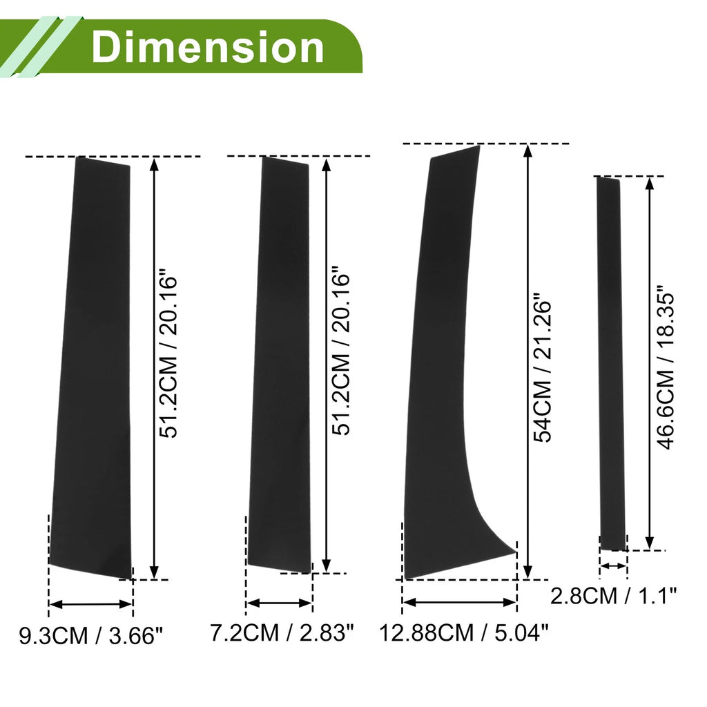 8 Pcs Pillar Window Trim for Chevy Trailblazer (2002–2009) Black