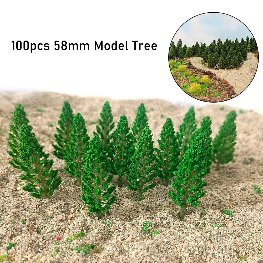 100pcs Miniature Pine Trees for Train Railroad Landscape