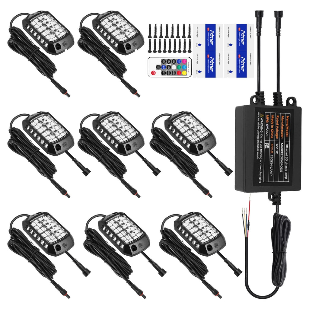 8 Pods RGB LED Rock Lights for Jeep Trucks