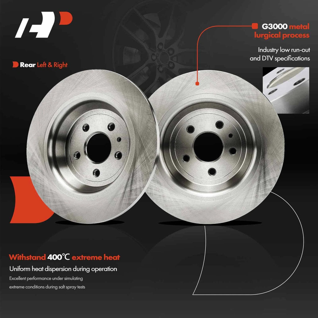 Set of 2 Rear Disc Brake Rotors & Ceramic Pads for Ford Escape (2017–2019)