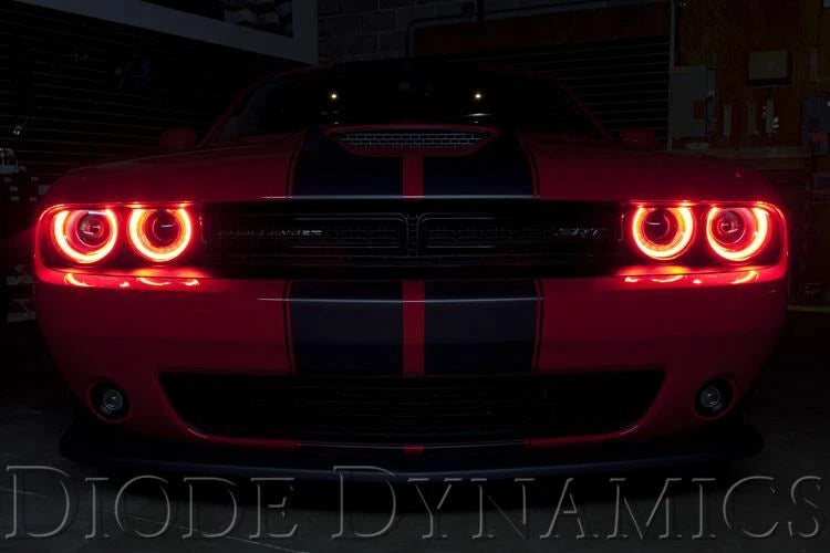 LED Halo Headlight Pair with Multi Color Bluetooth Control for Dodge Challenger (2015–2020)